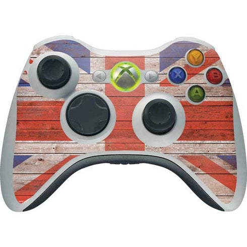 United Kingdom Flag Dark Wood Xbox 360 Wireless Controller Skin