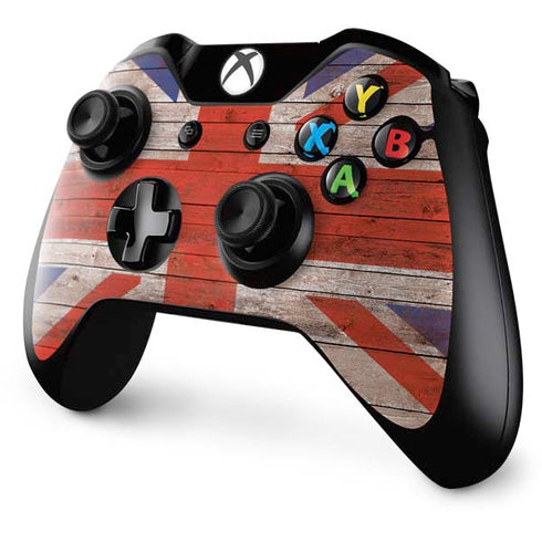 United Kingdom Flag Dark Wood Xbox One Controller Skin