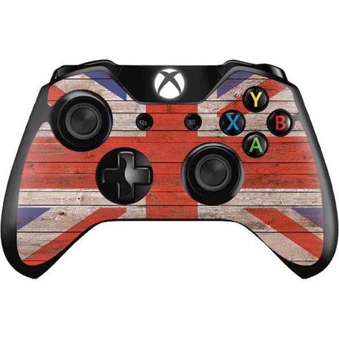 United Kingdom Flag Dark Wood Xbox One Controller Skin