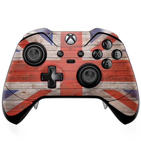 United Kingdom Flag Dark Wood Xbox One Elite Controller Skin