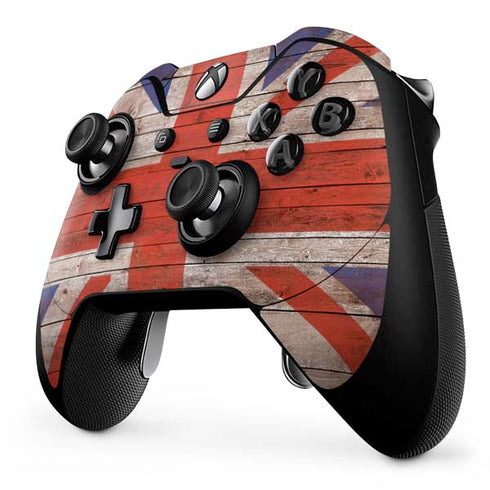 United Kingdom Flag Dark Wood Xbox One Elite Controller Skin