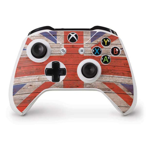 United Kingdom Flag Dark Wood Xbox One S Controller Skin