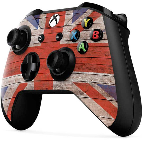 United Kingdom Flag Dark Wood Xbox One X Controller Skin