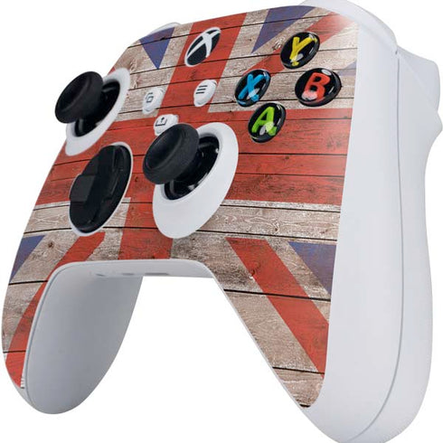 United Kingdom Flag Dark Wood Xbox Series S Controller Skin
