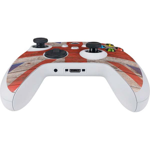United Kingdom Flag Dark Wood Xbox Series S Controller Skin