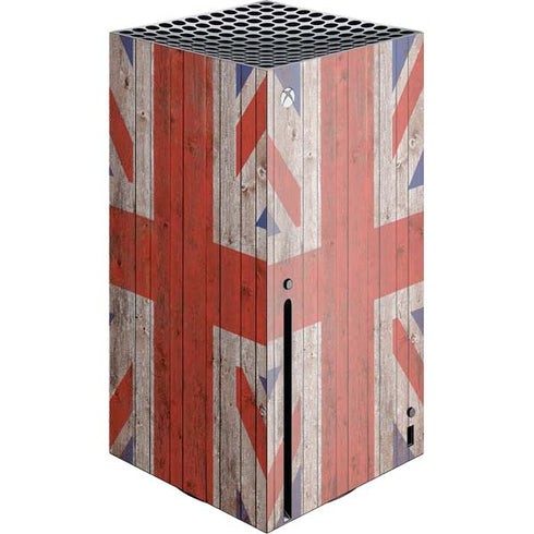 United Kingdom Flag Dark Wood Xbox Series X Console Skin
