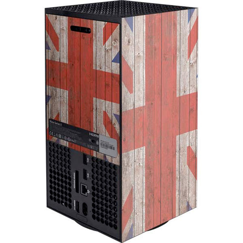 United Kingdom Flag Dark Wood Xbox Series X Console Skin