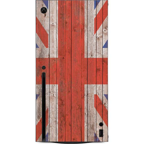United Kingdom Flag Dark Wood Xbox Series X Console Skin