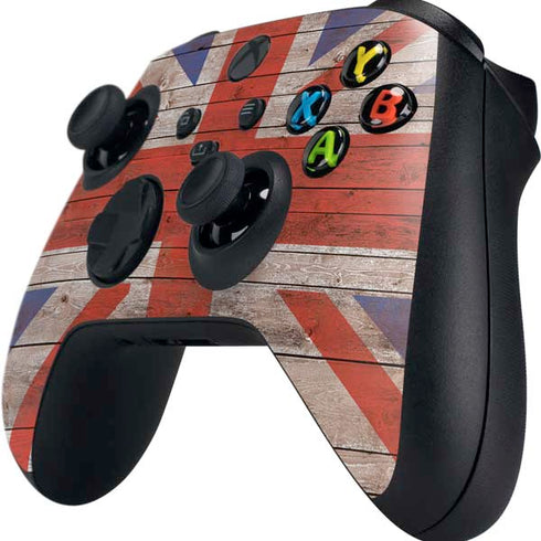 United Kingdom Flag Dark Wood Xbox Series X Controller Skin