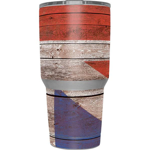 United Kingdom Flag Dark Wood Yeti 30oz Rambler Tumbler Skin