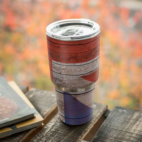 United Kingdom Flag Dark Wood Yeti 30oz Rambler Tumbler Skin