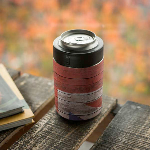 United Kingdom Flag Dark Wood Yeti Colster Can Insulator Skin