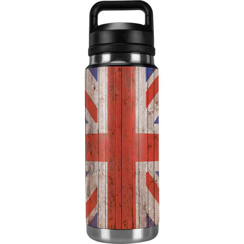 United Kingdom Flag Dark Wood YETI Rambler 26oz Bottle Skin