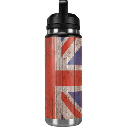 United Kingdom Flag Dark Wood YETI Rambler 26oz Bottle Skin