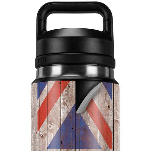United Kingdom Flag Dark Wood YETI Rambler 26oz Bottle Skin