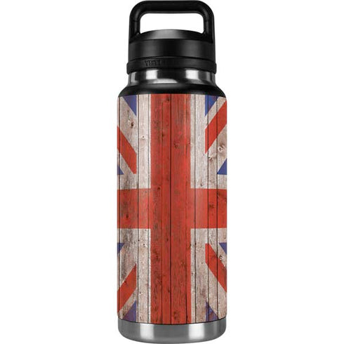 United Kingdom Flag Dark Wood YETI Rambler 36oz Bottle Skin