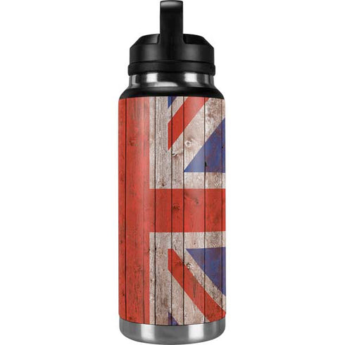 United Kingdom Flag Dark Wood YETI Rambler 36oz Bottle Skin