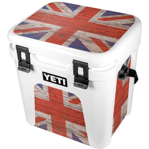 United Kingdom Flag Dark Wood YETI Roadie 24 Hard Cooler Skin