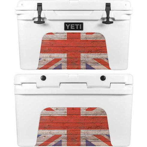 United Kingdom Flag Dark Wood YETI Tundra 45 Hard Cooler Skin