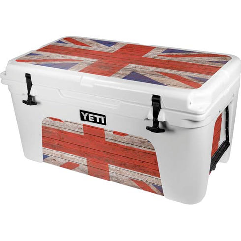 United Kingdom Flag Dark Wood YETI Tundra 65 Hard Cooler Skin