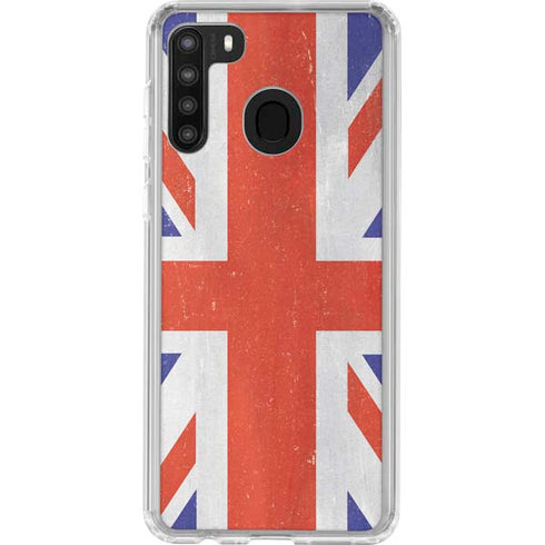United Kingdom Flag Distressed Galaxy A21 Clear Case
