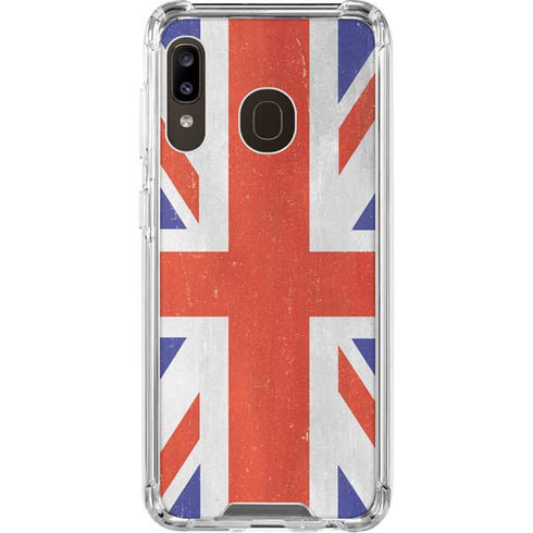 United Kingdom Flag Distressed Galaxy A30 Clear Case