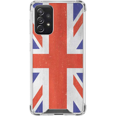 United Kingdom Flag Distressed Galaxy A72 5G Clear Case