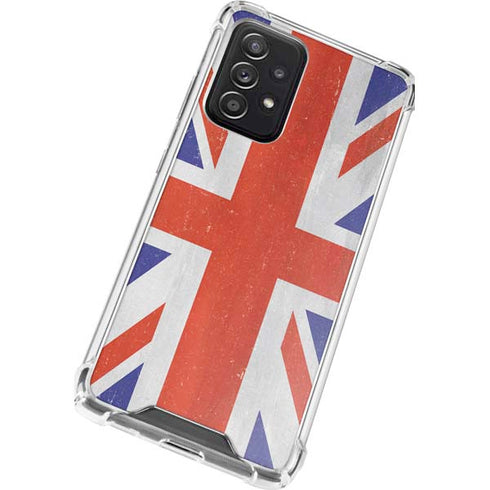 United Kingdom Flag Distressed Galaxy A72 5G Clear Case