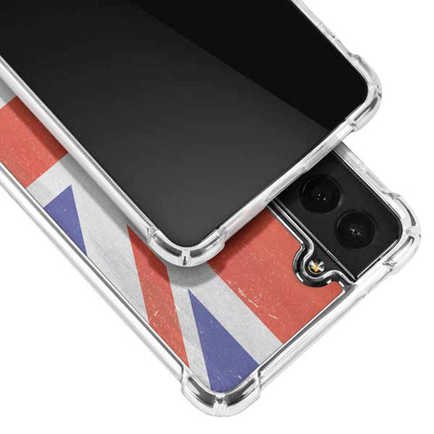 United Kingdom Flag Distressed Galaxy S21 FE Clear Case
