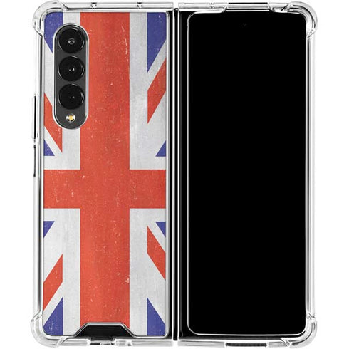United Kingdom Flag Distressed Galaxy Z Fold4 5G Clear Case