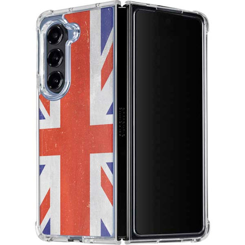 United Kingdom Flag Distressed Galaxy Z Fold5 5G Clear Case