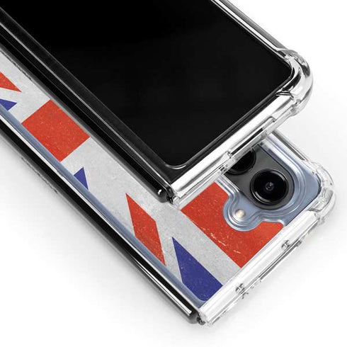 United Kingdom Flag Distressed Galaxy Z Fold5 5G Clear Case