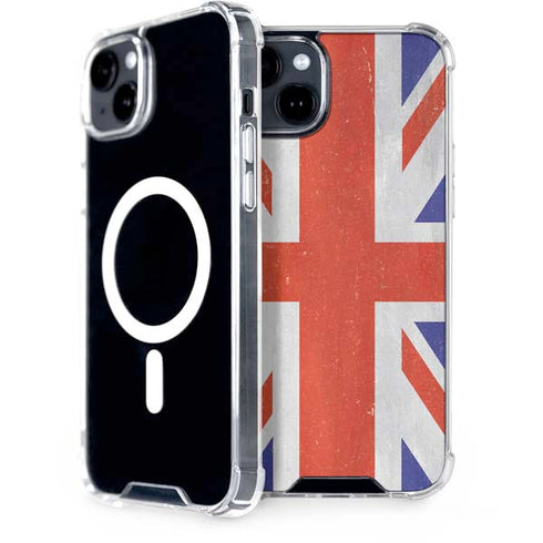 United Kingdom Flag Distressed iPhone 15 Plus MagSafe Case