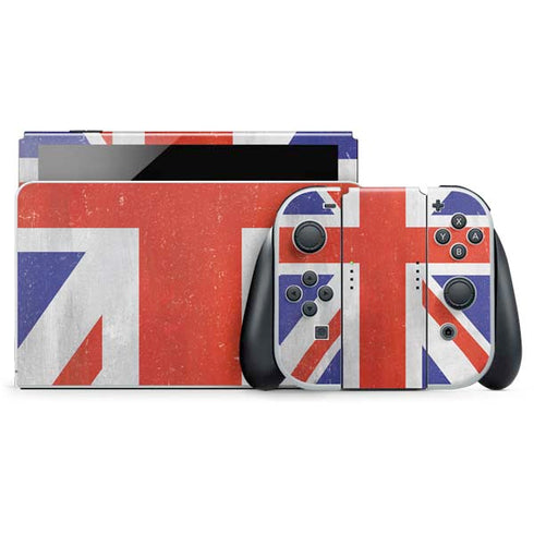 United Kingdom Flag Distressed Nintendo Switch OLED (2021) Skin