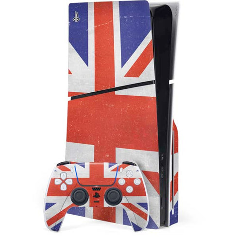 United Kingdom Flag Distressed PS5 Slim Disk Bundle Skin