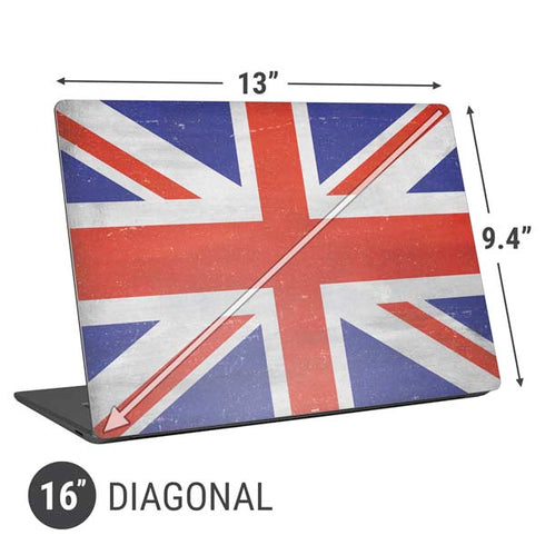 United Kingdom Flag Distressed Universal Laptop 16in (13 x 9.4in) Skin