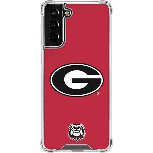 University of Georgia Logo Red Galaxy S21 FE Clear Case