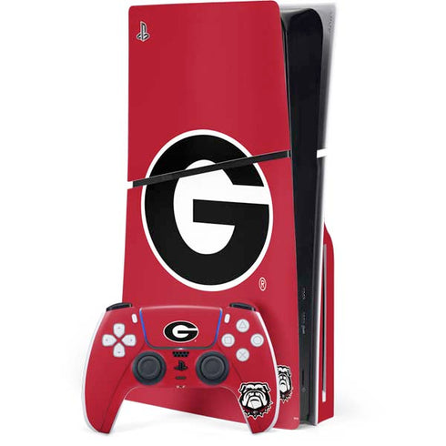 University of Georgia Logo Red PS5 Slim Disk Bundle Skin