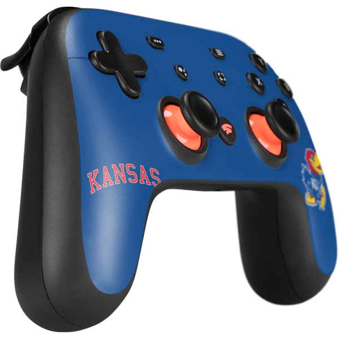 University of Kansas Collegiate Text Google Stadia Controller Skin