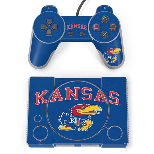 University of Kansas Collegiate Text PlayStation Classic Bundle Skin