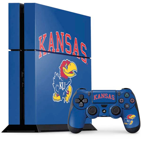 University of Kansas Collegiate Text PS4 Console and Controller Bundle Skin