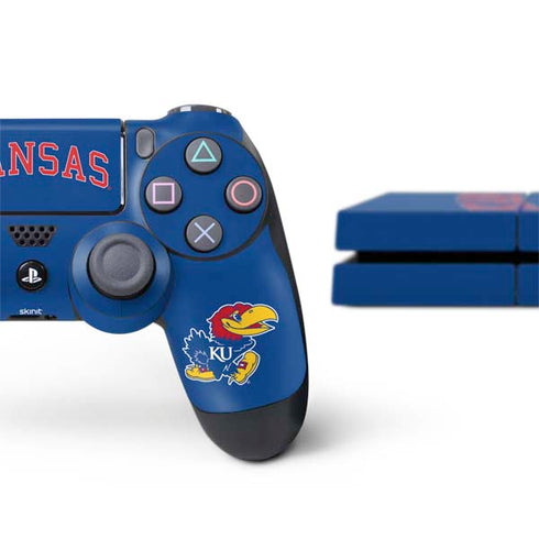 University of Kansas Collegiate Text PS4 Console and Controller Bundle Skin