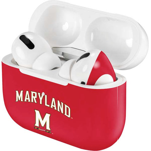 University of Maryland Collegiate Text Red Apple AirPods Pro Skin