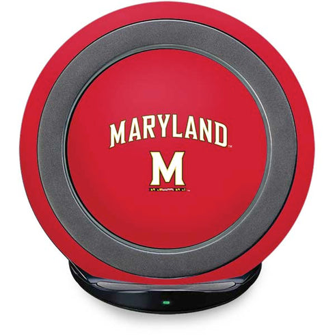 University of Maryland Collegiate Text Red Fast Charge Wireless Charging Stand Skin