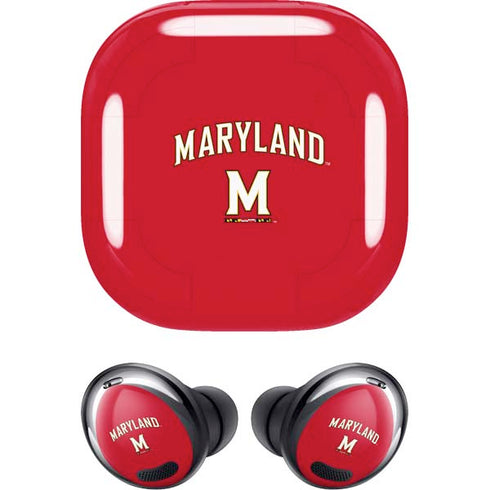 University of Maryland Collegiate Text Red Galaxy Buds Pro Skin