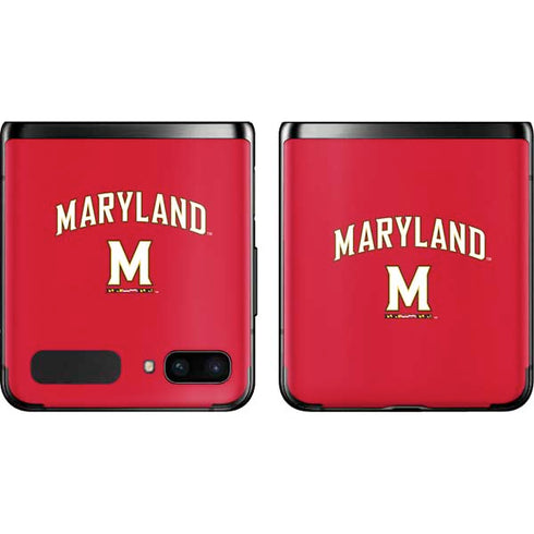 University of Maryland Collegiate Text Red Galaxy Z Flip Skin