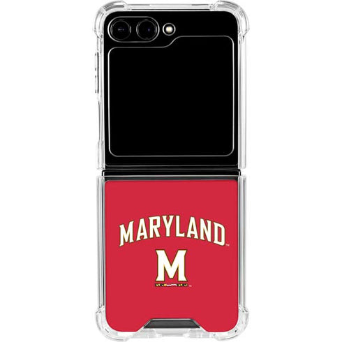 University of Maryland Collegiate Text Red Galaxy Z Flip5 5G Clear Case