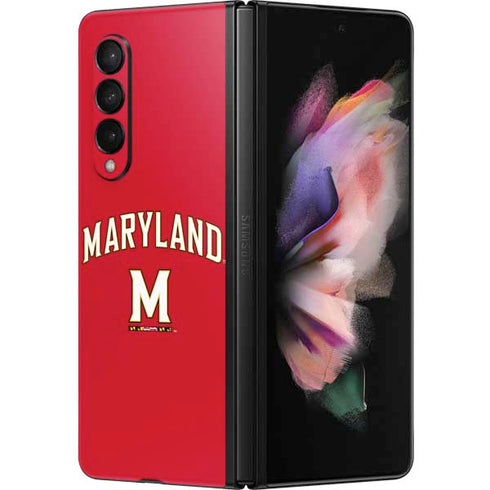 University of Maryland Collegiate Text Red Galaxy Z Fold3 5G Skin