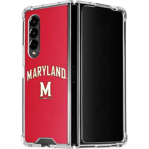 University of Maryland Collegiate Text Red Galaxy Z Fold4 5G Clear Case