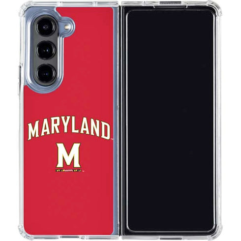University of Maryland Collegiate Text Red Galaxy Z Fold5 5G Clear Case